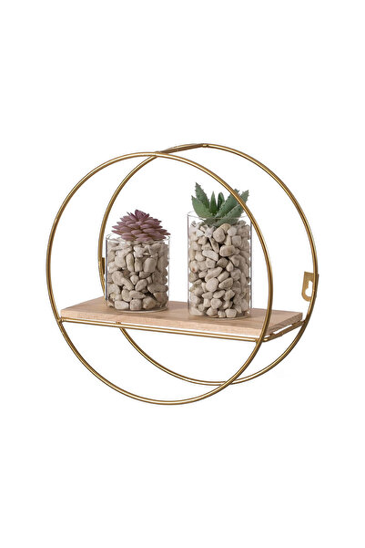 Miniminti Bronz Yuvarlak Metal Duvar Rafı - Orta Boy