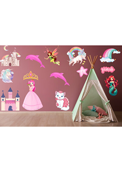 Mermaid,Fairy,Dolphin Fish And Princess Themed Kids Room Wall Sticker