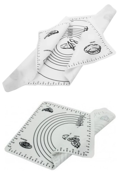 Kitchen Design Lab Beyaz 1. Sınıf Kaliteli Silikon Ölçülü Çok Amaçlı Hamur Açma Matı 45 Cm X 65 Cm Ve Çelik Un Eleği