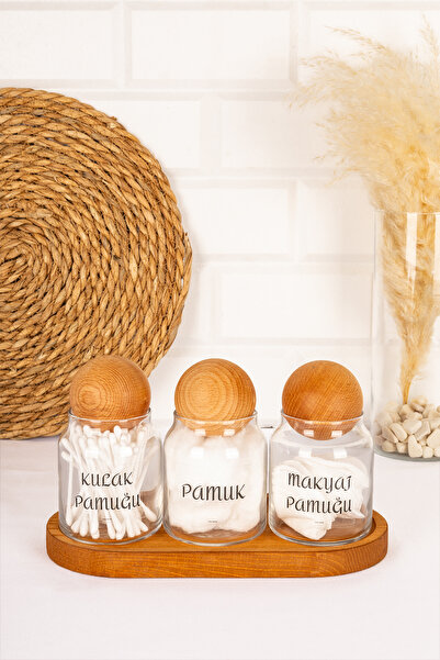 DNS HOME Σετ μπάνιου 2 τεμαχίων Amber Glass Soap Dispenser Stand - 3 τεμαχίων 300 ml Glass Ball Lid Stand Σετ μπάνιου αυτιών/βαμβακιού/μακιγιάζ