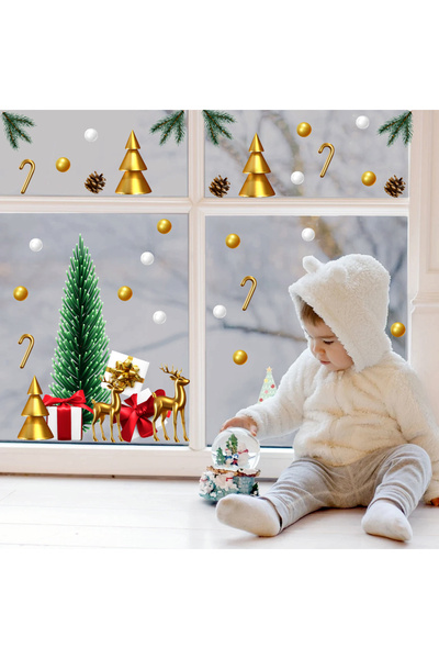 Aysprint Set de autocolante pentru decorațiuni de Anul Nou pentru vitrină de ...