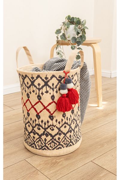 FORSACE Kilim Pattern Storage Box Round Basket 37x30 Cm