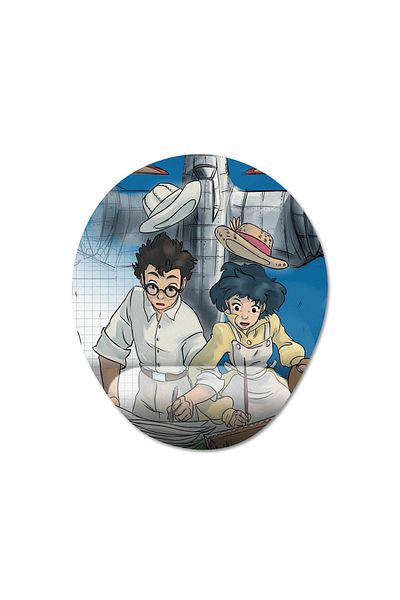 Pixxa The Wind Rises - Wind Rises - موديل لوحة ماوس ستوديو جيبلي مع مسند للمعصم - 2 بيضاوي