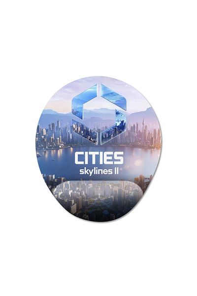 Pixxa Cities: Skylines 2 موديل لوحة ماوس مع مسند للمعصم - 2 بيضاوي