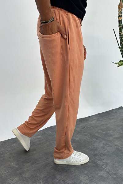 MADZEYMODA Baggy Fit Loose Fit Men's Salmon Color Corded Jogger