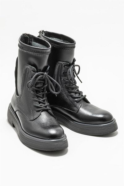 Elle Shoes Cizme casual de damă din piele neagră
