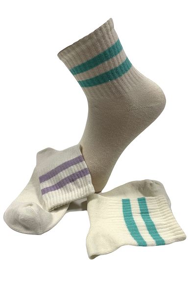 Bamuta Hooped College Socks Pack of 2 Cream Color