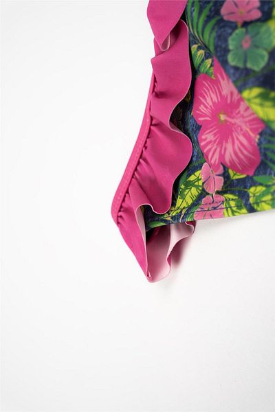 Adisia Girl's Pink Frilly Floral Bikini Bottom