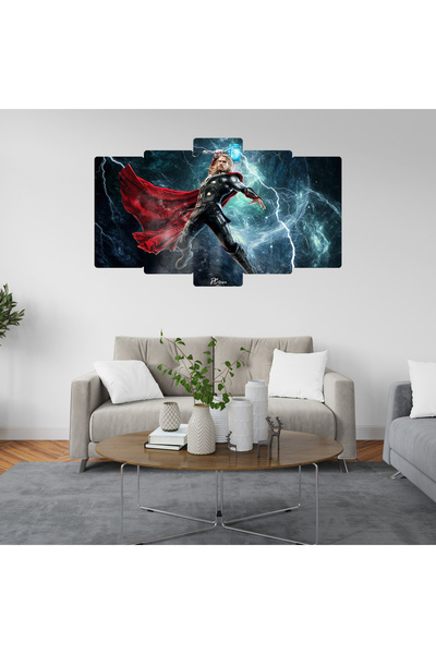 fabriflow exclusive Marvel Thor Temalı 5 Parçalı Mdf Tablo
