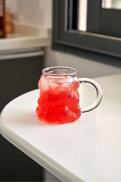 FH finehome Vanesca Borosilicate Beaded Glass with Handle 300ml