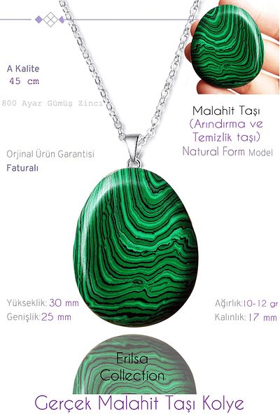Tesbih Atölyesi Certified Timbil Model Malachite Stone Necklace