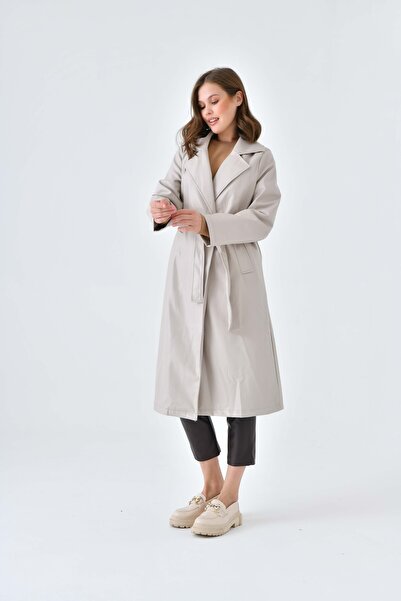 VOLT CLOTHİNG Γυναικεία δερμάτινη καμπαρντίνα με επένδυση