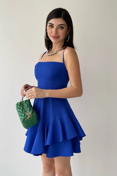 WOMAN VISION Női szoknya padló, részletesen állítható, vékony pántos Saxe kék ruha 102