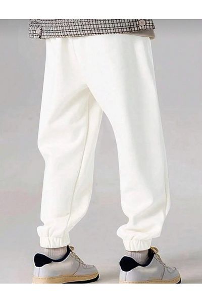 Sky Light Unisex White High Waist Printed Jogger Sweatpants