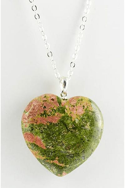 Tesbih Atölyesi Certified Heart Model Unakite Stone Necklace