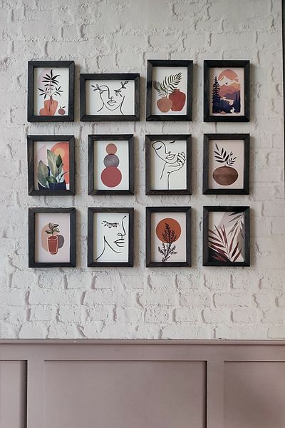 Wooden Factory Σετ με μοτίβο Boho 12, MDF 3 mm με μαύρο ξύλινο πλαίσιο, εκτύπωση UV