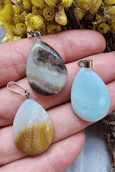 Tesbih Atölyesi Certified Drop Model Real Amazonite Stone Necklace