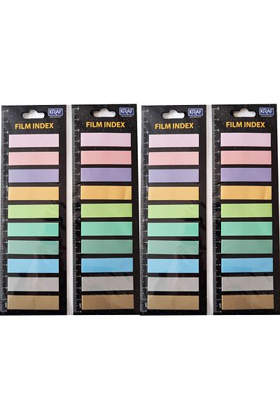 Modellino 4 Pieces of Kraf Film Index Post-it Adhesive Note Paper 10 Pieces 13x44mm 200 Pieces (10 Colors X 20 Sheets)