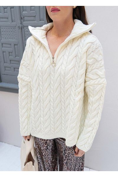 The All Brands HAIR BRAIDED ZIPPERED SWEATER