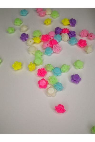 PASAMİA Rose Patterned Colorful Beads 20 gr (50-53 Pieces)