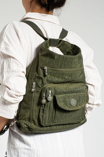 By Hakan Mega 261 Women's Clinker Backpack and Shoulder Bag GREEN