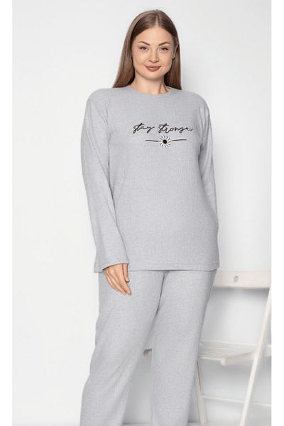 ZBTEKS Winter Plus Size Embroidered Long Sleeve Pajama Set