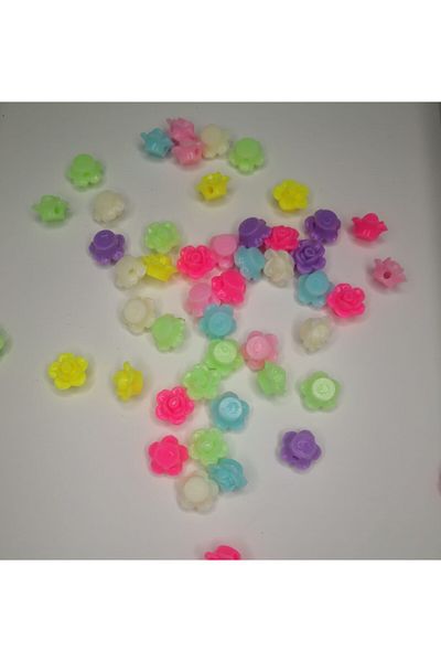 PASAMİA Rose Patterned Colorful Beads 20 gr (50-53 Pieces)