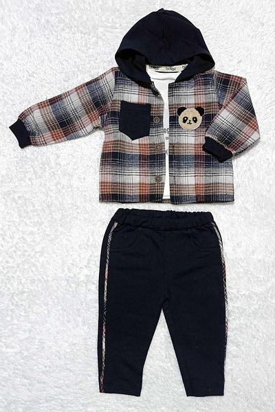 Babyboy Baby Boy 3-Piece Set with Hooded Panda Detailed Winter Shirt