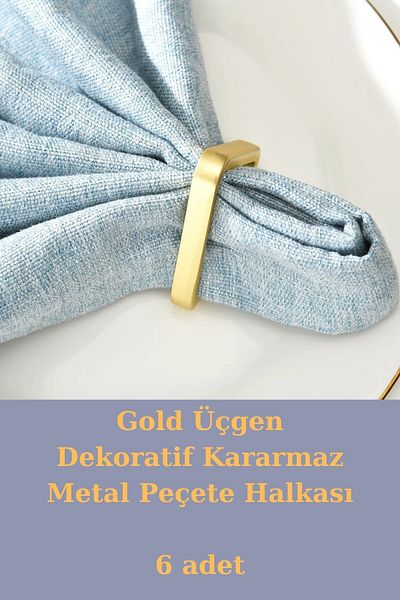 Emtory Home Χρυσό Τρίγωνο 6 Διακοσμητικό Δαχτυλίδι Χαρτοπετσέτας - Δαχτυλίδι Χαρτοπετσέτας - Μη Μαυρισμένο Υλικό