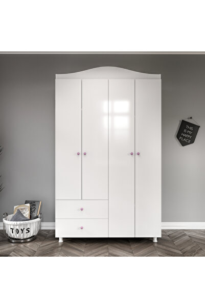 MERLİN MOBİLYA Merlin Mobilya Angel Pembe Kulplu Gardırop
