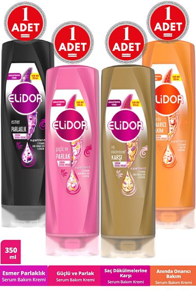 Elidor Serum Hair Care Cream Anti-Hair Loss + Strong and Shiny + Instant Repair + Brown Shine