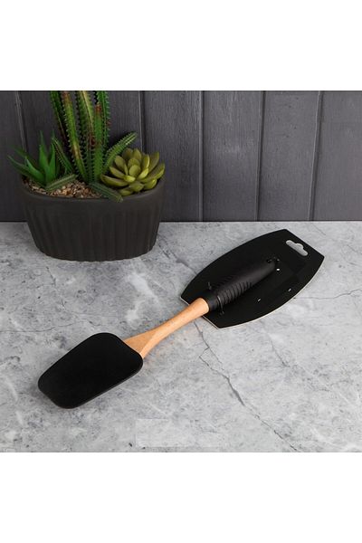 Hediye Vakti Perotti Black Spatula with Silicone Bamboo Handle