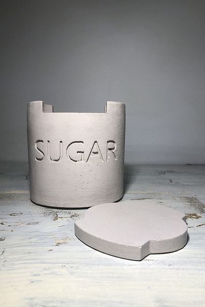 RocArt Home Concrete Celery Decorative Countertop Candy Jar (Large Size)