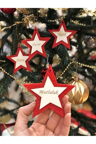 Masalsı Concept 4 τεμάχια Χριστουγεννιάτικο στολίδι από πεύκο Χρήματα Ειρήνη Υγεία Ευτυχία Στολίδι για το νέο έτος