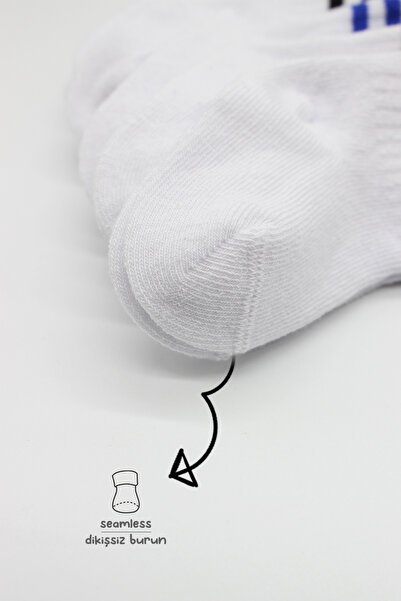 EtiketAltı Bistyle 6-Piece Combed Cotton Hoop Socks Bs6003 Red White