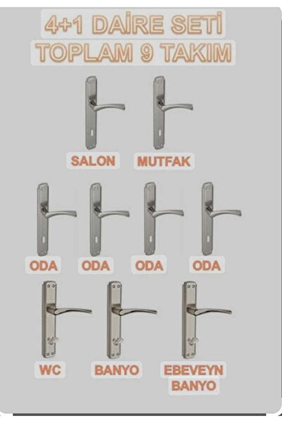 sehrimanoglu Set de 6 bucăți de mânere pentru uși bravo cu oglindă, 4+1 apart...