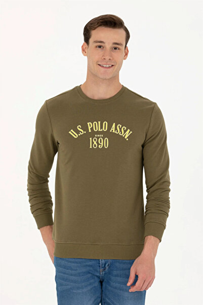 U.S. Polo Assn. Ανδρικό φούτερ με λαιμόκοψη χακί G081SZ082.000.1704465.VR027