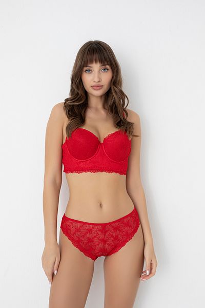Ramior Ribbed Special Lace Detailed Supported Underwire Bra Set