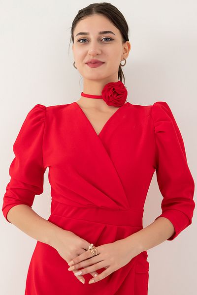 PULLIMM Rochie cu detaliu trandafiri cu guler dublu NY4008