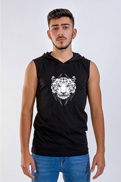 Raf Coll Унісекс Arslan Цифровий принт з капюшоном без рукавів футболка