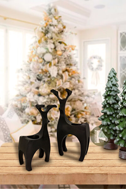 Dekoromi Dekoratif Geyik Mumluk Biblo Takım 2 Adet