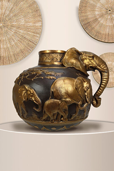 Dekoromi Dekoratif Polyester Fil Figürlü Vazo Heykel Biblo