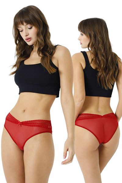 Özlem & Donex Tulle Fabric Lace Detailed Fancy Women Bikini Briefs
