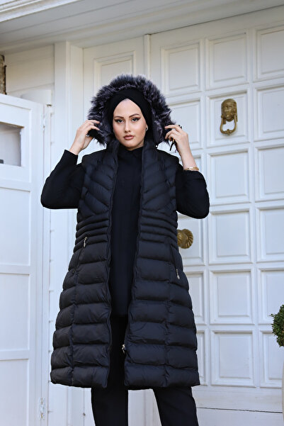 ECALAMODE Long Detachable Hooded Waterproof Gel Filling Long Length Vest