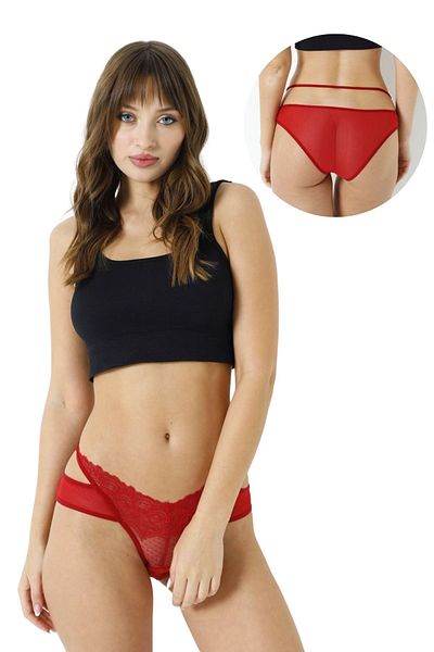 Özlem & Donex Tulle Fabric Lace Double Waist Detailed Fancy Women's Panties