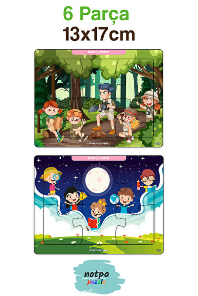 kutuTR Çocuklar Için Eğitici Ve Öğretici Ahşap 6 Parça 13x17 Renkli Puzzle 6'lı Set-5