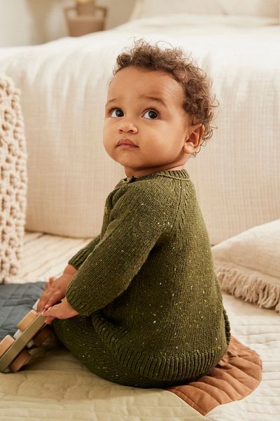 Next Baby Cotton Khaki Knitwear Set