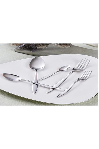 ARVEY 30 Pieces Natural Cutlery Set for 6 People - Pointed Model
