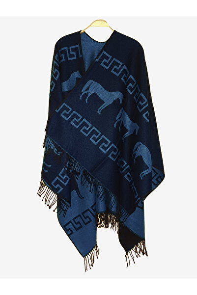Özdağ Tekstil %100 Akrilik Kumaş At Figürlü Panço