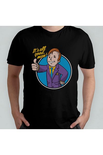 Pixxa Better Call Saul Pipboy Fallout 100% Cotton Crew Neck T-Shirt Model - 3